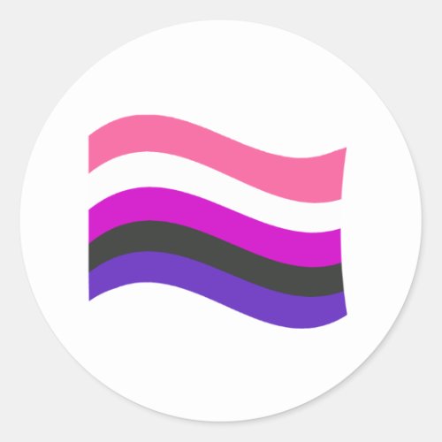 Genderfluid Pride Wavy Flag Classic Round Sticker