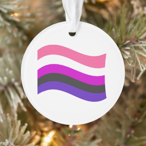 Genderfluid Pride Wavy Flag Ornament