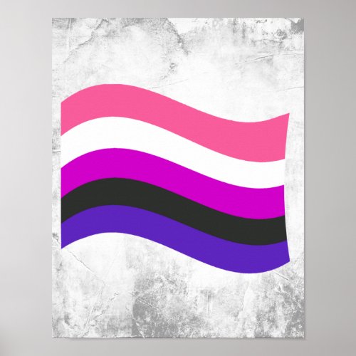 Genderfluid Pride Wavy Flag Poster