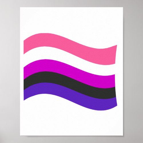 Genderfluid Pride Wavy Flag Poster