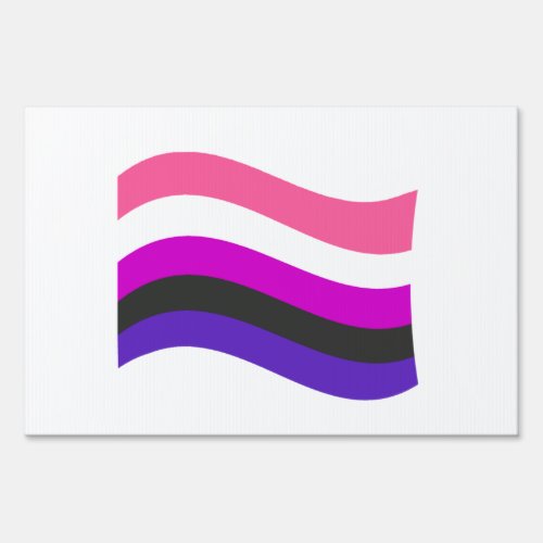 Genderfluid Pride Wavy Flag Sign