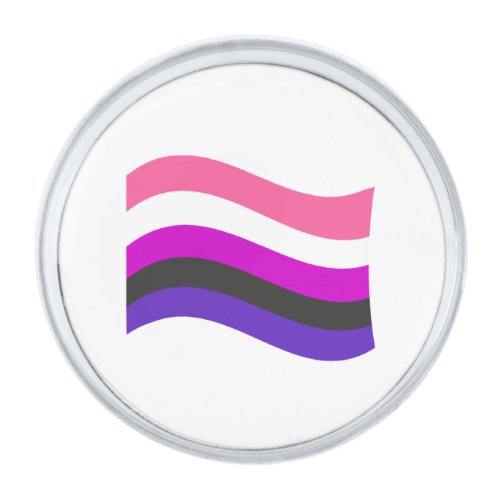 Genderfluid Pride Wavy Flag Silver Finish Lapel Pin