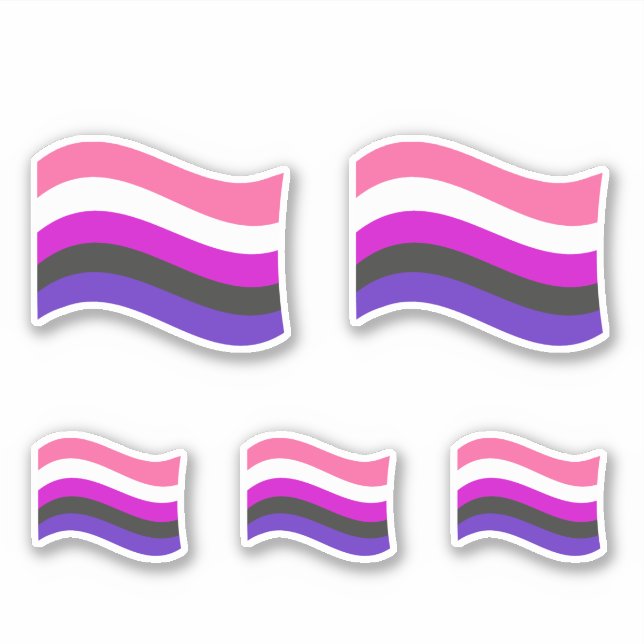 Genderfluid Pride Wavy Flag Sticker (Front)