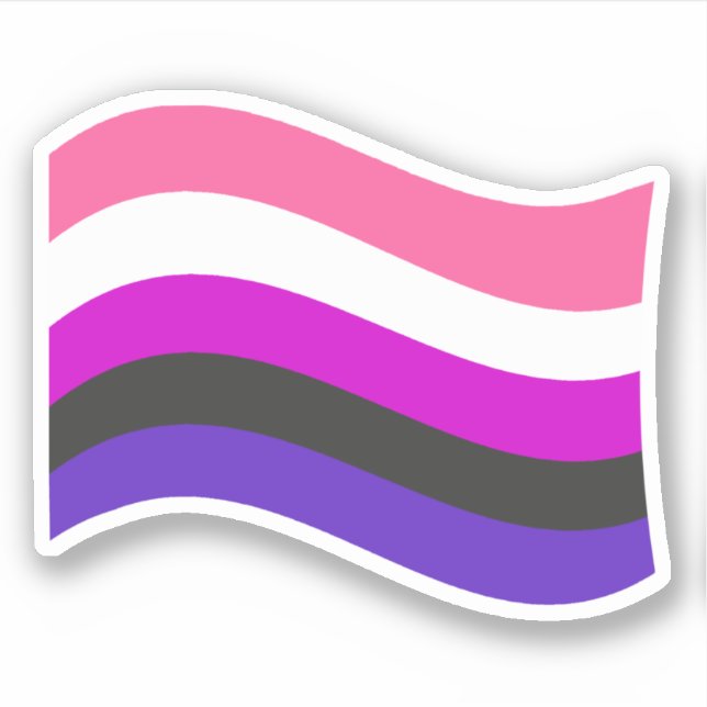 Genderfluid Pride Wavy Flag Sticker (Front)
