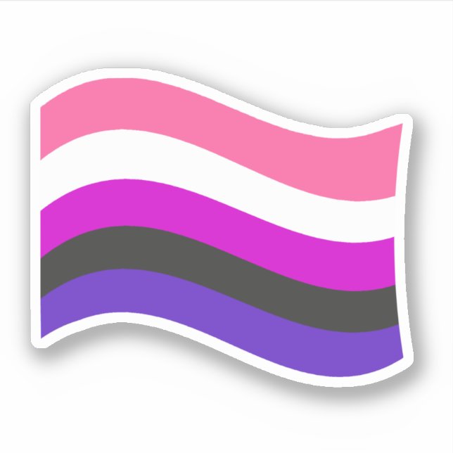 Genderfluid Pride Wavy Flag Sticker (Front)