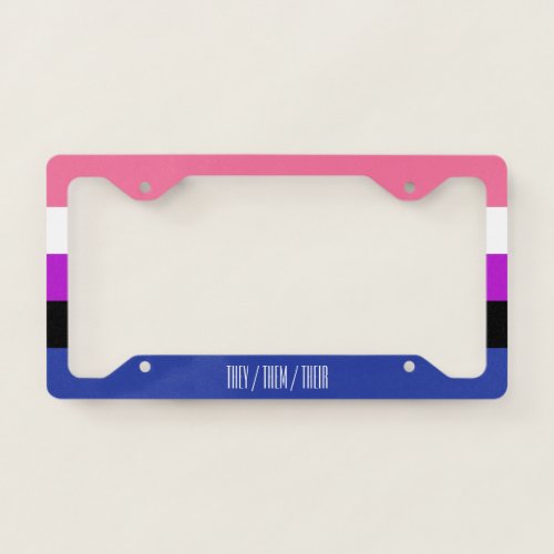 Genderfluid Pronoun License Plate Frame