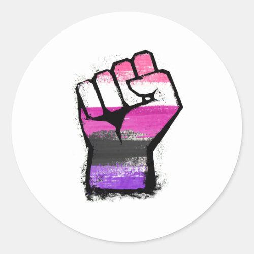 Genderfluid Protest Fist Classic Round Sticker