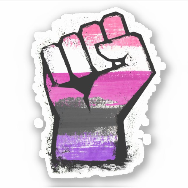 Genderfluid Protest Fist Sticker (Front)