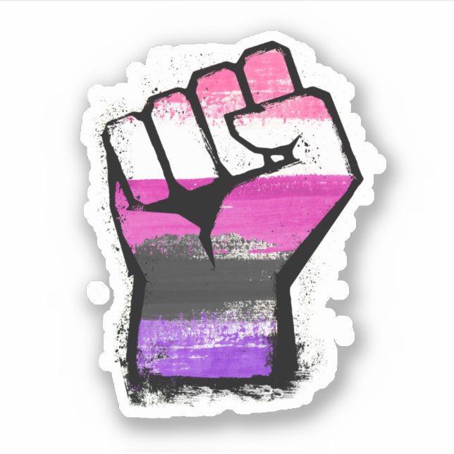Genderfluid Protest Fist Sticker (Front)