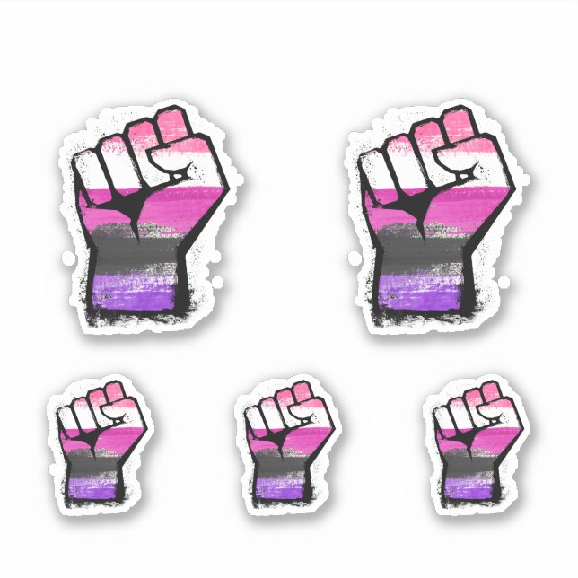 Genderfluid Protest Fist Sticker (Front)