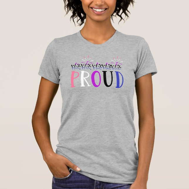 Genderfluid PROUD Fireworks LGBTQ T-Shirt (Front)