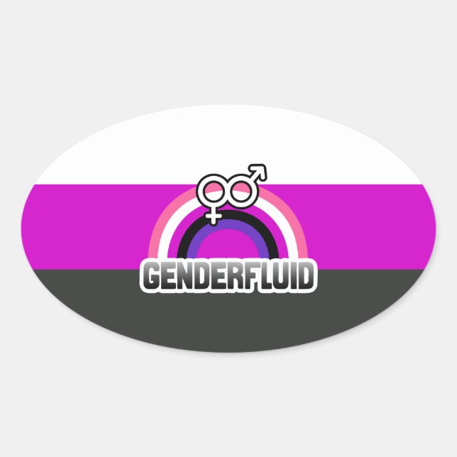 GENDERFLUID RAINBOW OVAL STICKER (Front)
