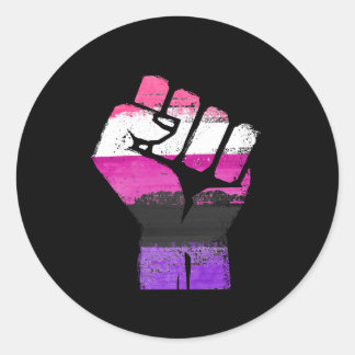 GENDERFLUID RESIST FIST - LGBTQ Vintage Artwork -. Classic Round Sticker