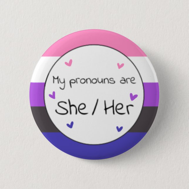 Genderfluid She/Her Pronoun Pin (Front)