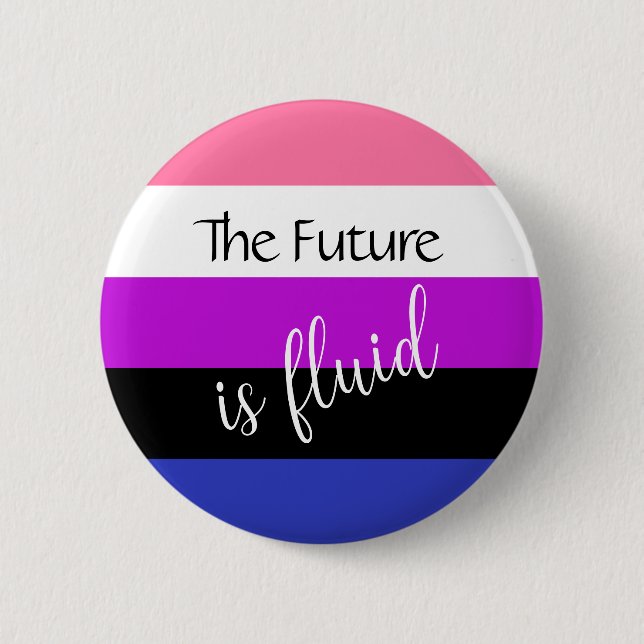 Genderfluid The Future is Fluid Custom Text Button (Front)