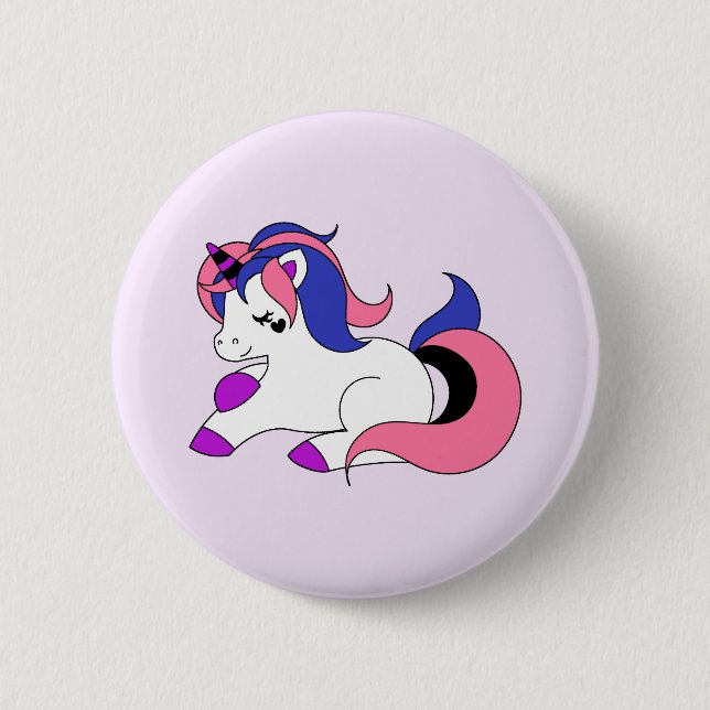Genderfluid unicorn pinback button (Front)