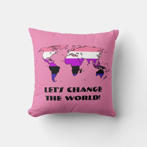 Genderfluidit  Pride Map of The World Throw Pillow