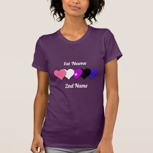 Genderfluidity pride design with heartsa couples T_Shirt