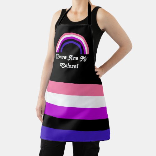 Genderfluidity pride flag and rainbow with a text apron