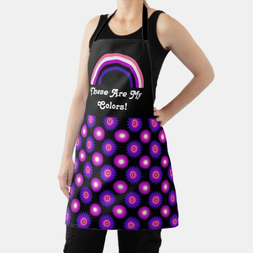 Genderfluidity pride flag and rainbow with text apron