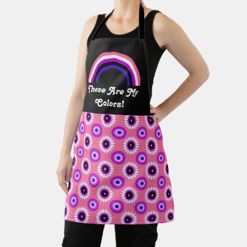 Genderfluidity pride flag and rainbow with text apron