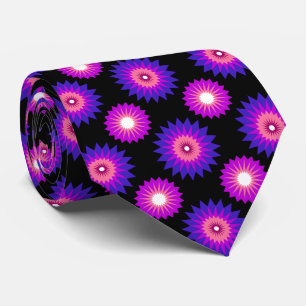 Genderfluidity pride flag / black flower pattern neck tie