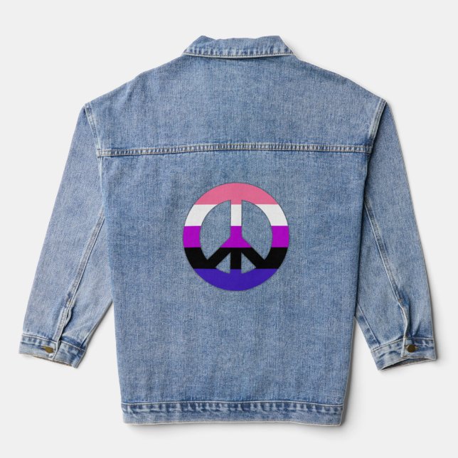 Genderfluidity Pride flag  Denim Jacket (Back)