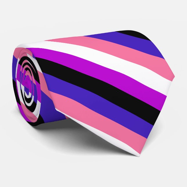 Genderfluidity Pride flag Neck Tie (Rolled)