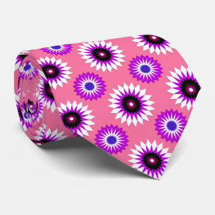 Genderfluidity pride flag / pink flower pattern neck tie