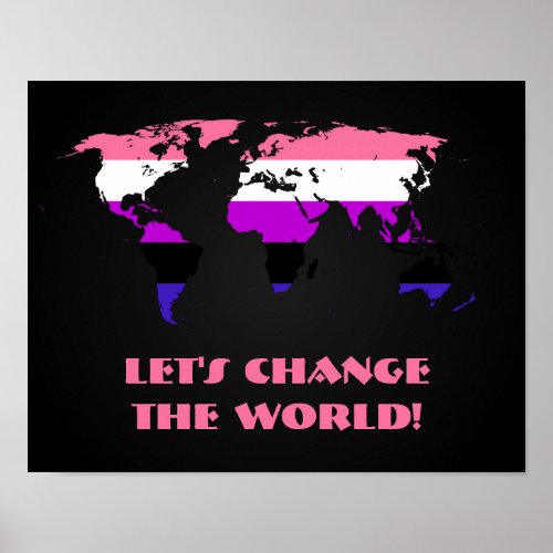 Genderfluidity Pride flag pride world map poster