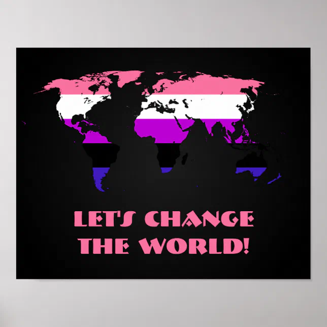 Genderfluidity Pride Flag Pride World Map Poster Zazzle 3693