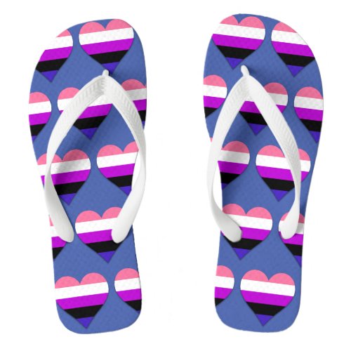 Genderfluidity Pride heart design Flip Flops