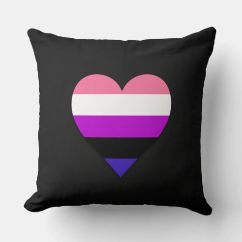 Genderfluidity pride heart design throw pillow