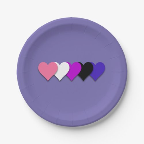 Genderfluidity pride hearts paper plates