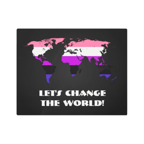 Genderfluidity Pride Map of The World Wall Art