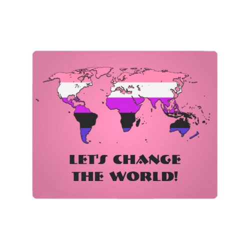 Genderfluidity Pride Map of The World Wall Art