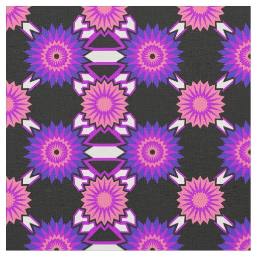 Genderfluidity Pride seamless black flower pattern Fabric