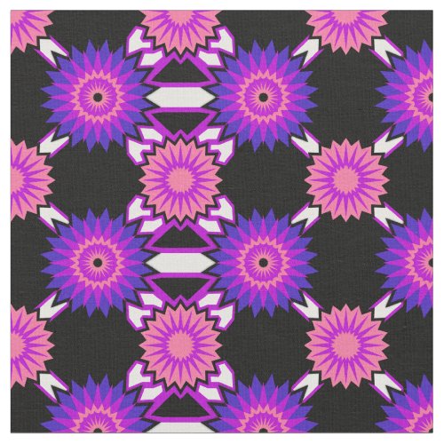 Genderfluidity Pride seamless black flower pattern Fabric