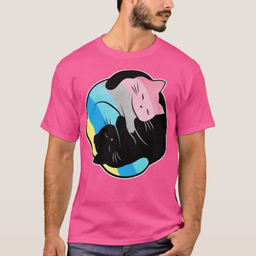 Genderflux Yin Yang Cat LGBT Pride Flag T_Shirt