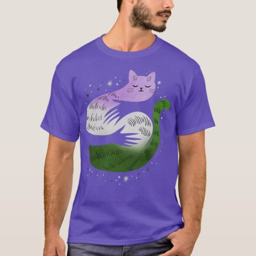 Genderqueer Cat Hug LGBT Pride Flag T_Shirt