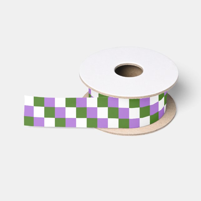 Genderqueer colors checkered pattern ribbon (Spool)