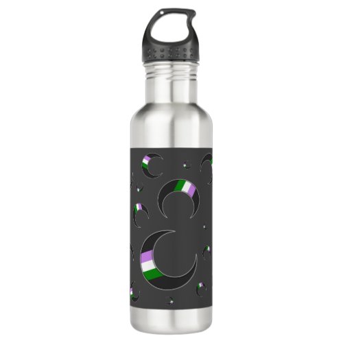 Genderqueer Crescent Moon Stainless Steel Water Bottle