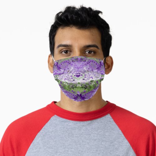 Genderqueer Dragon Damask _ Genderqueer Pride Flag Adult Cloth Face Mask