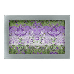 Genderqueer Dragon Damask - Genderqueer Pride Flag Belt Buckle