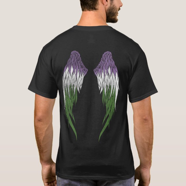 Genderqueer Flag - Angel Wings T-Shirt (Back)