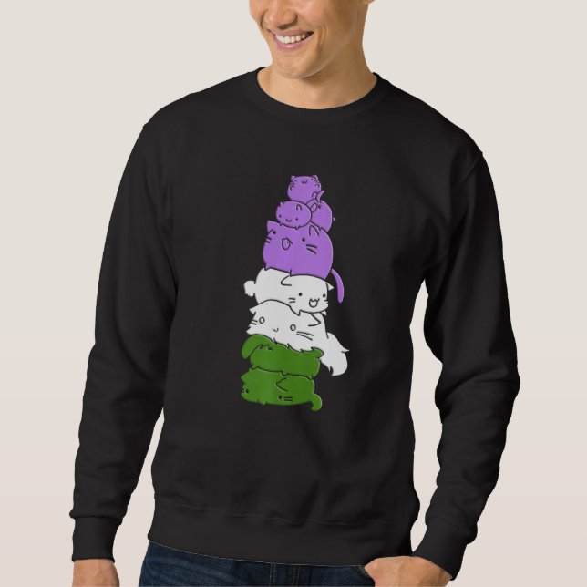 Genderqueer Flag Genderqueer Cat Pride Sweatshirt (Front)