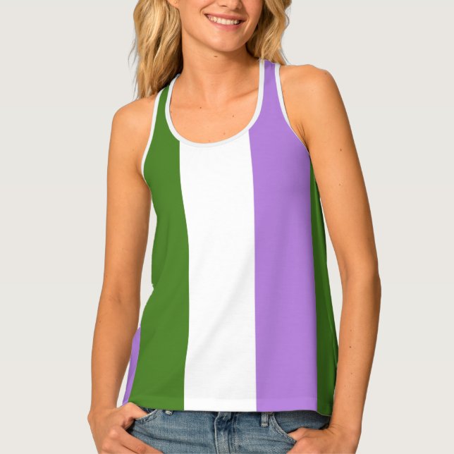 Genderqueer Flag LGBTQ+ Pride Racerback Tank Top (Front)