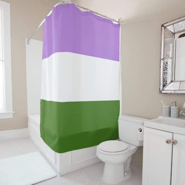 Genderqueer Flag Shower Curtain (In Situ)