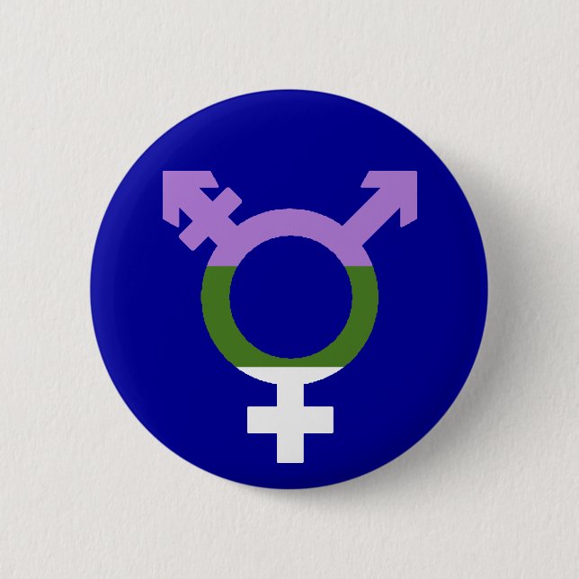 Genderqueer Flag Trans Symbol Button (Front)