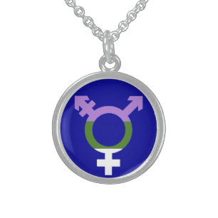 Genderqueer Flag Trans Symbol Sterling Silver Necklace